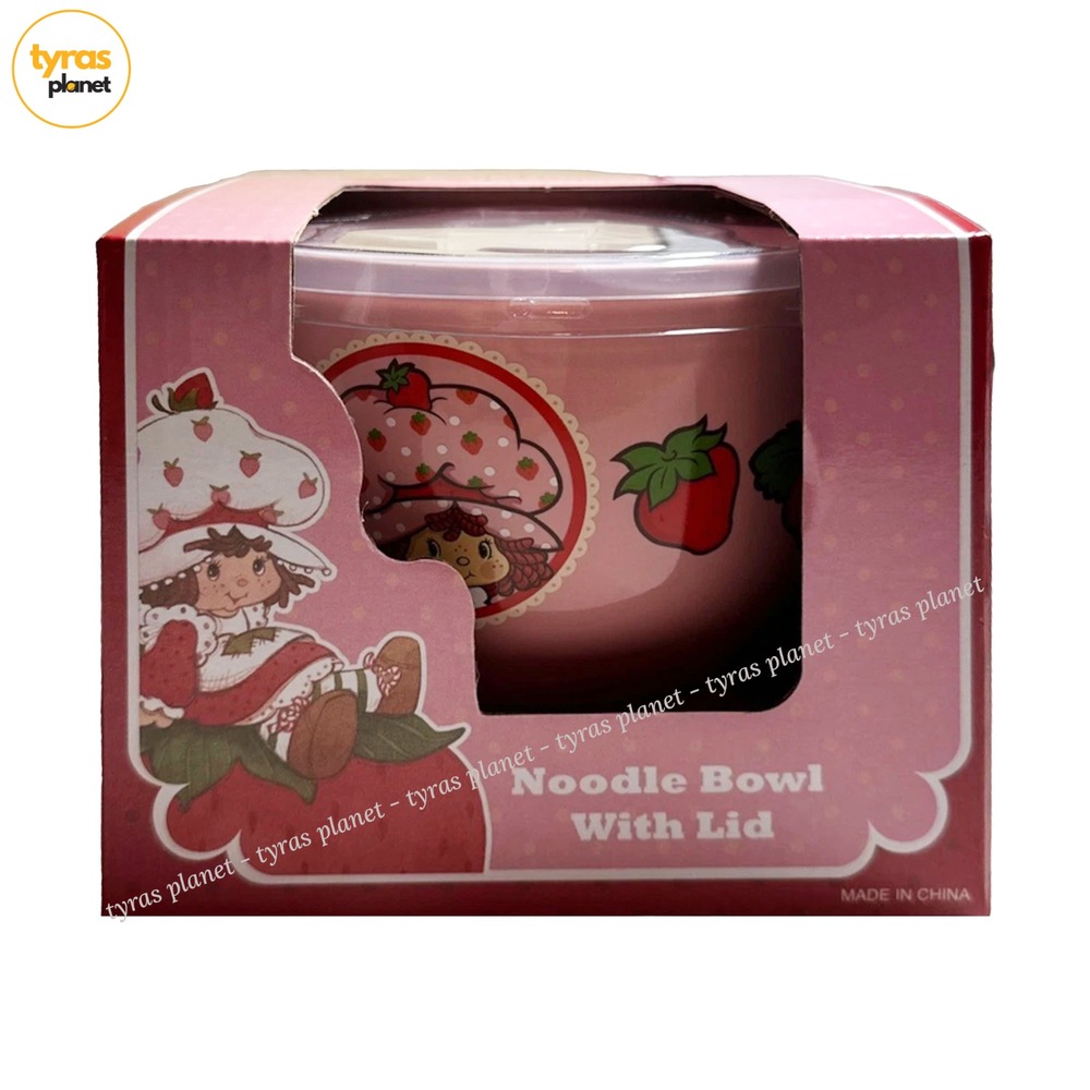 Strawberry Shortcake Pink Ceramic Ramen Noodle Bowl with Lid New